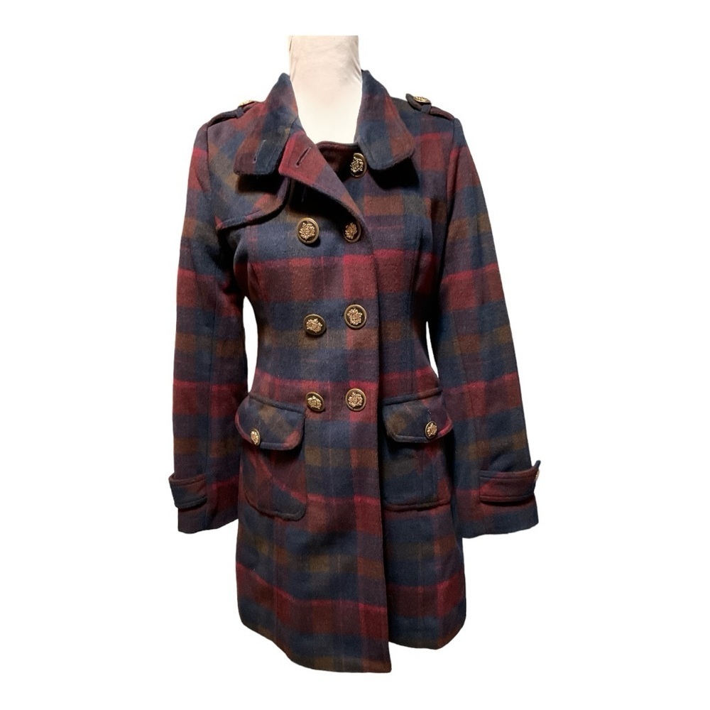 COOGI Vintage Women’s Plaid Wool Blend Double Breasted Coat Size S